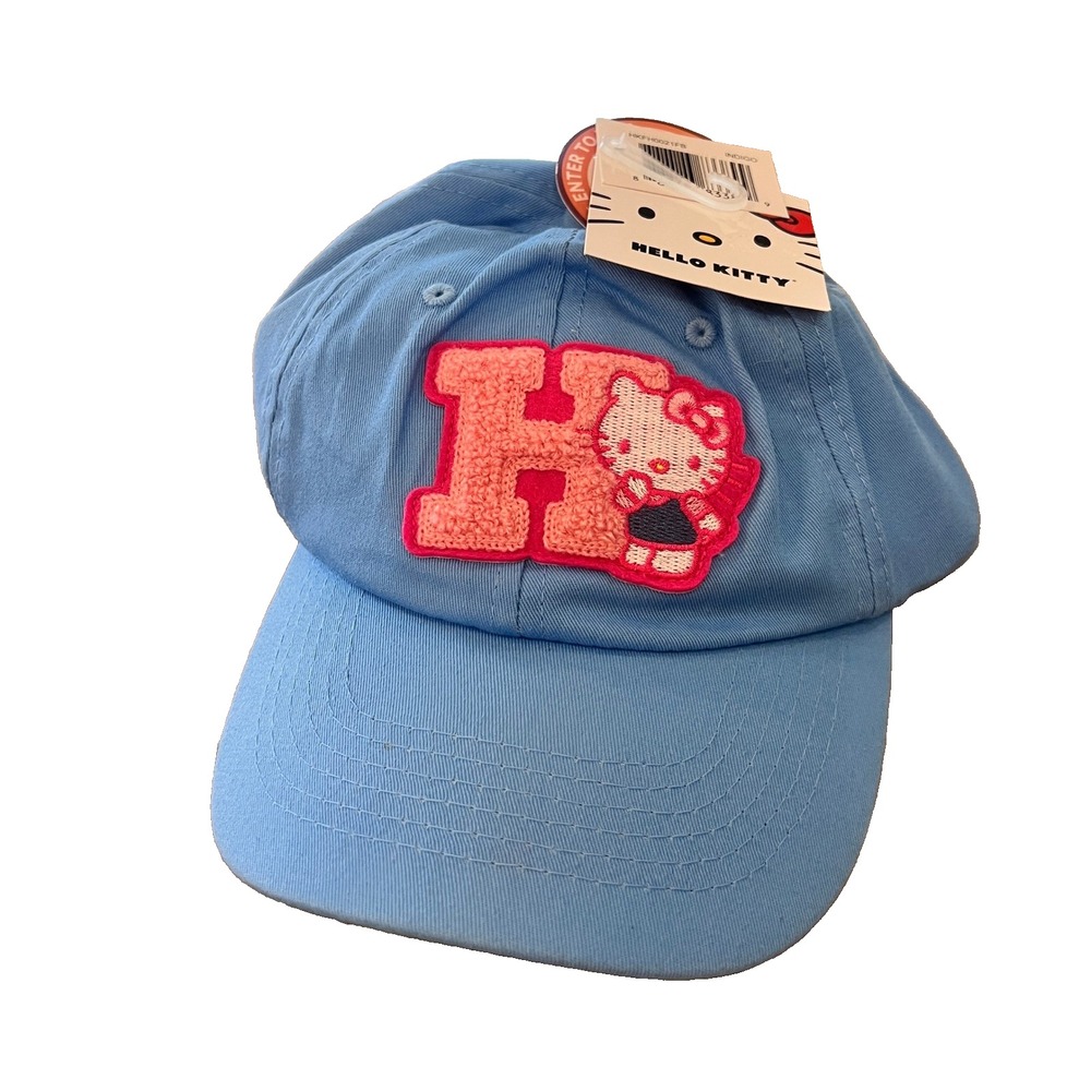 Hello Kitty Blue Baseball Cap with Pink H Applique Adjustable Strap NWT Women OS